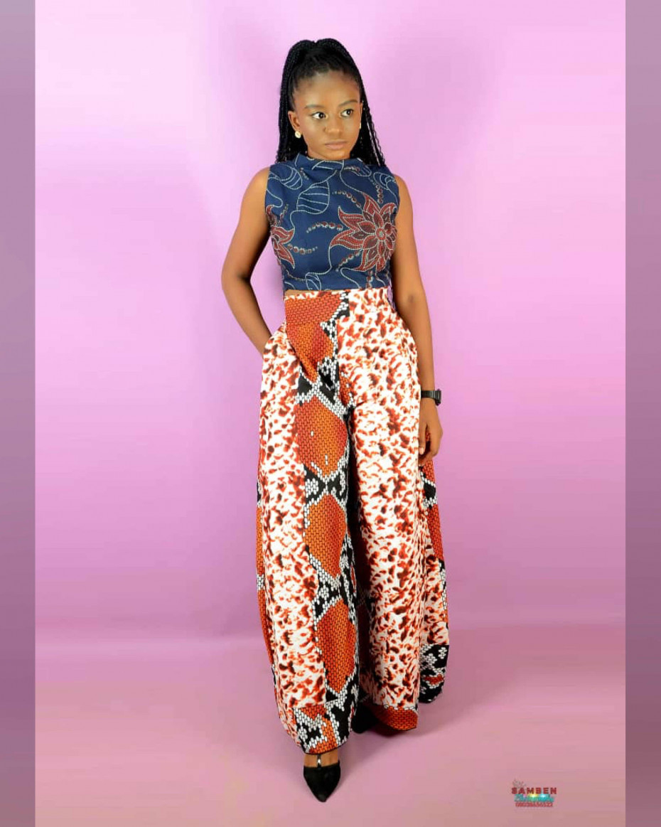 AFRICAN PRINT DALILA CROP TOP AND FLARE TROUSER