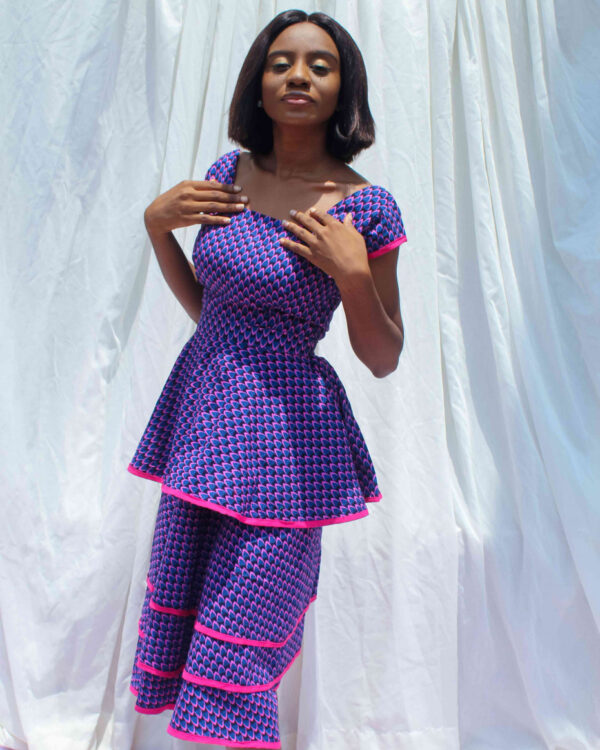 AFRICAN PRINT ISOKEN LAYERED SKIRT AND FLARE TOP - Image 3